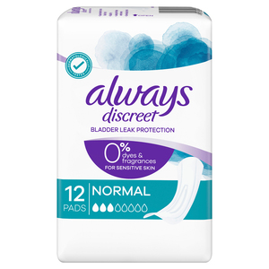 Always Discreet Incontinence Pads Normal 12, Toiletries