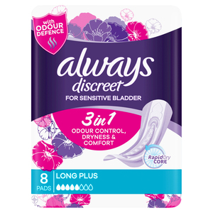 Always Discreet Long Plus Pad 8 pack, Toiletries