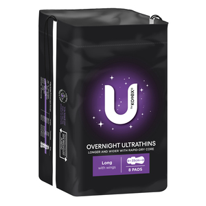 U By Kotex Overnight Ultrathins Long with Wings 8 pack