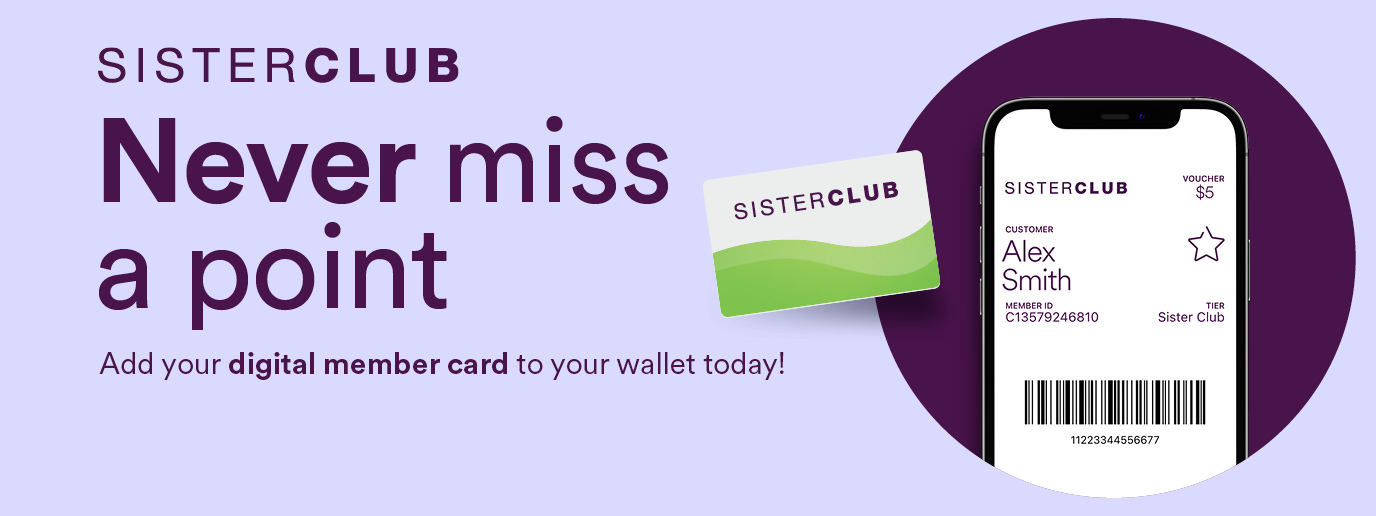 Priceline Sister Club loyalty program hero banner showing tiered membership and rewards